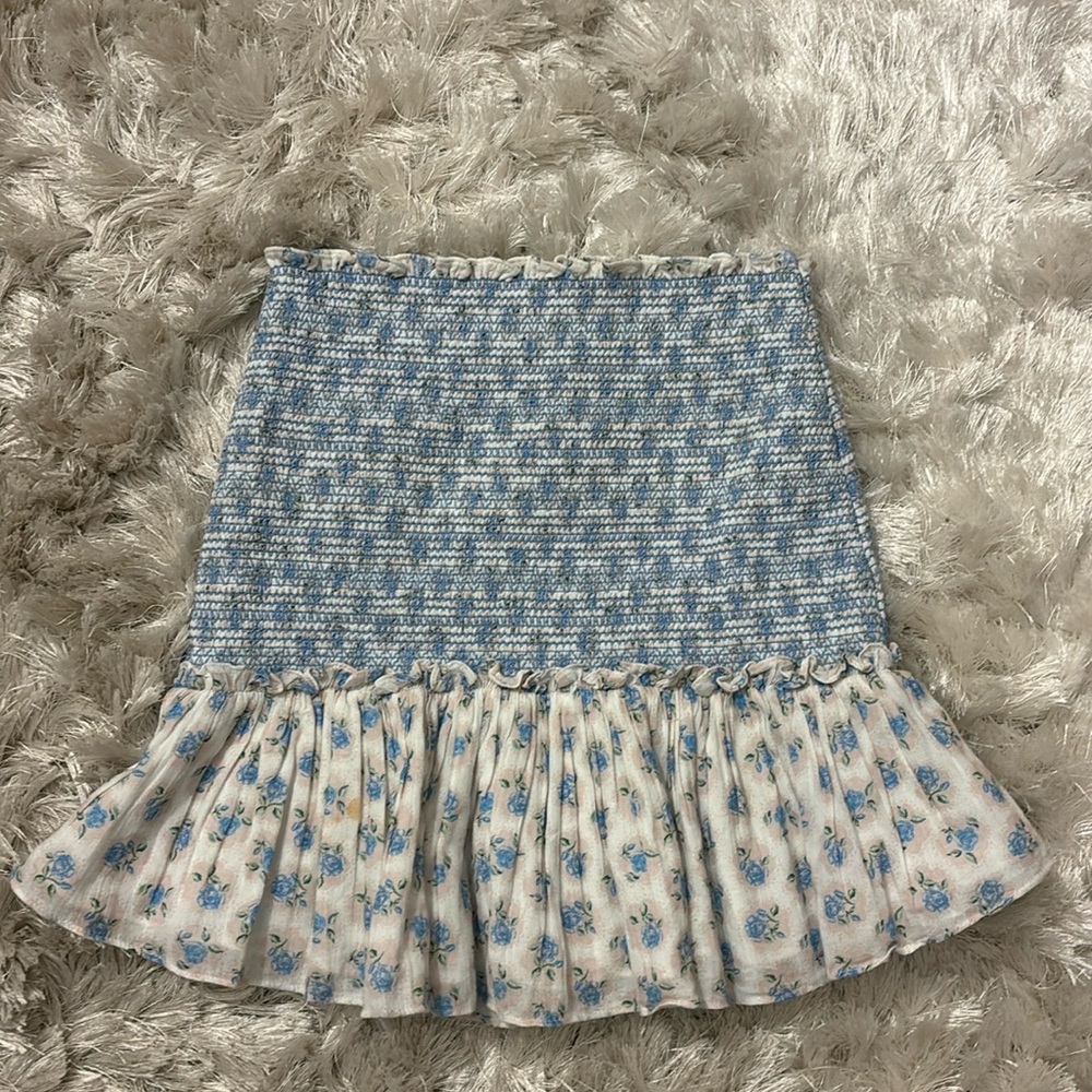 Loveshackfancy Roux Smocked Floral Skirt